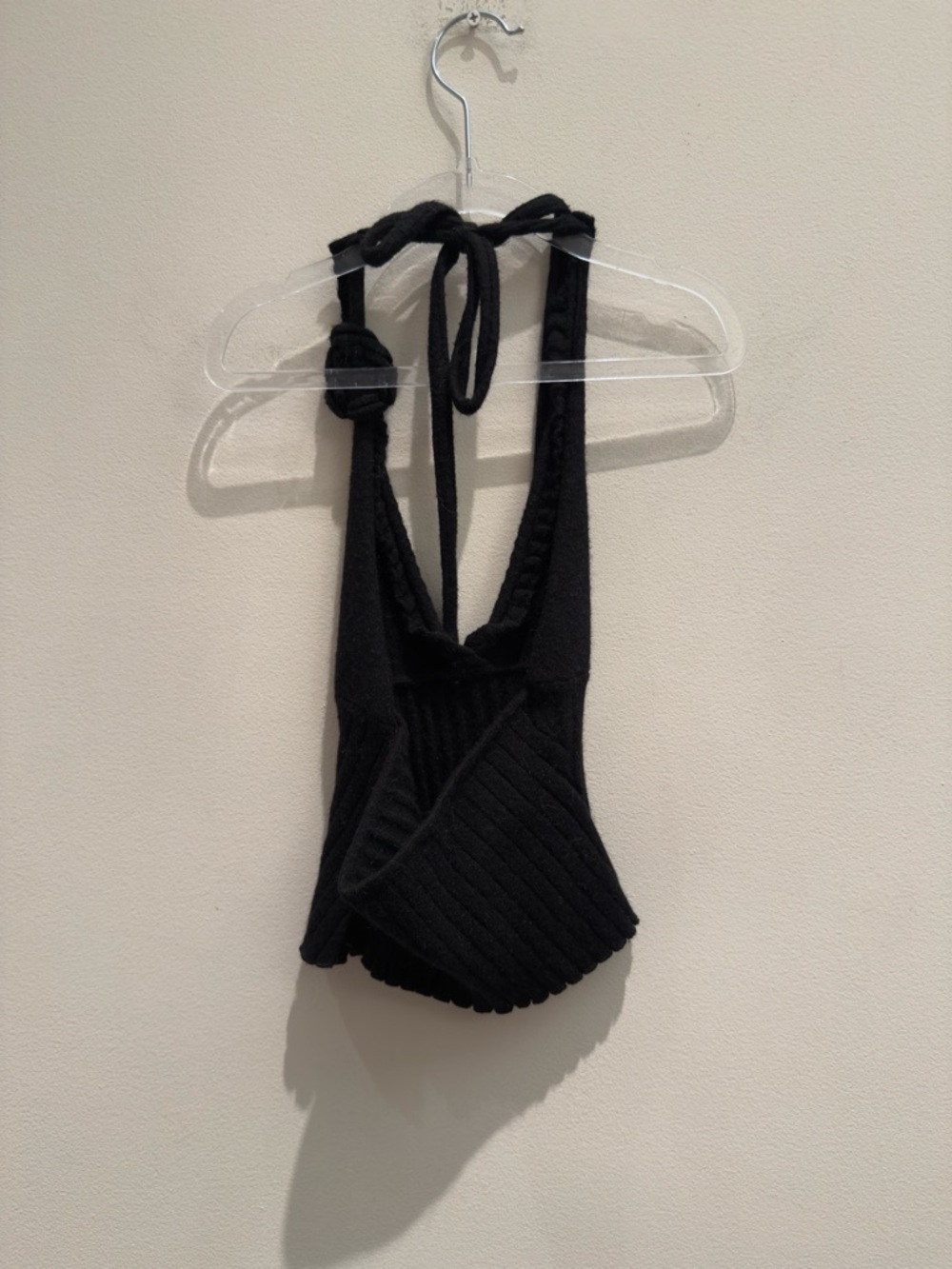 Guizio - Knit Halter Top Black With A Flower Y2-K Size Small Women’s View 3